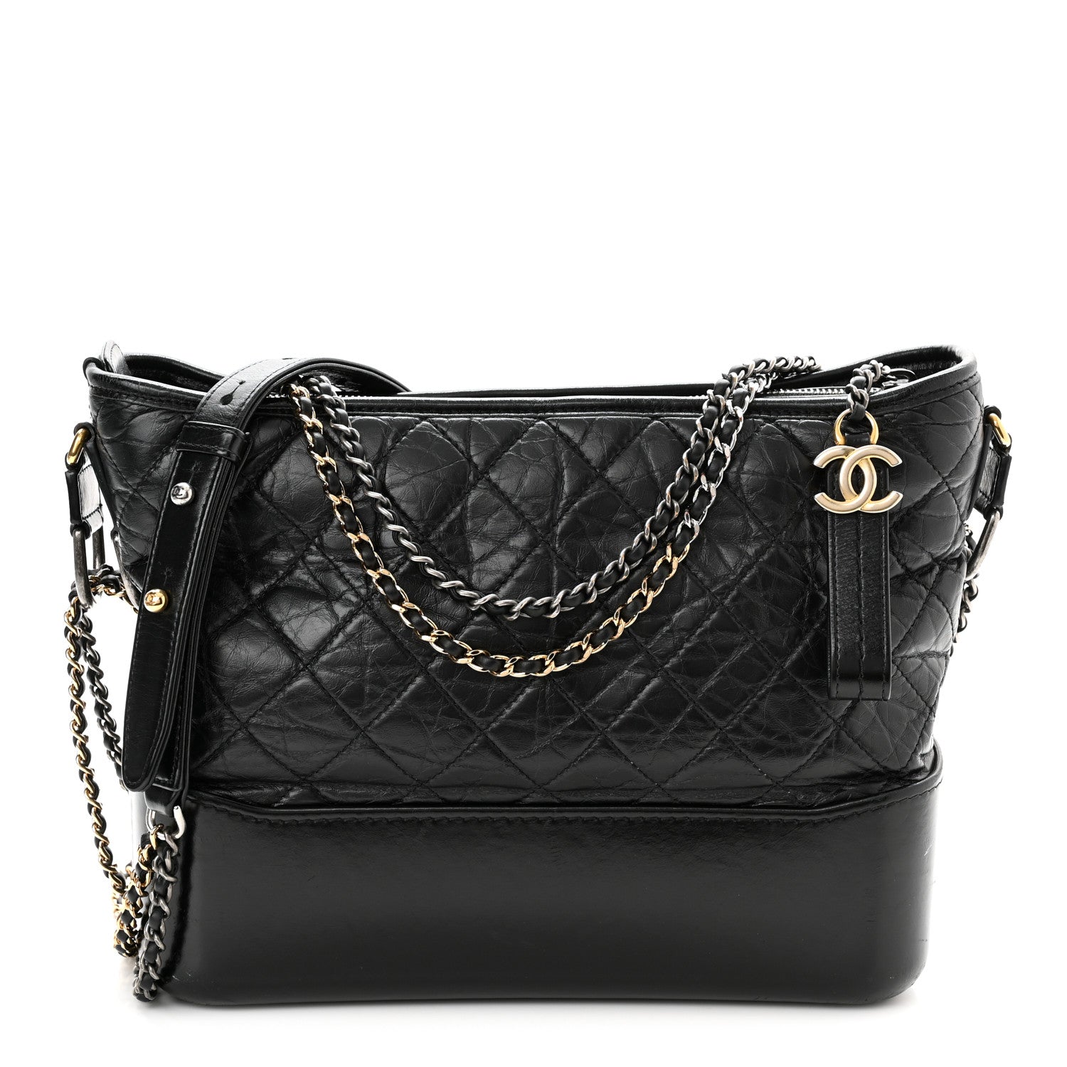 Chanel Aged Calfskin Quilted Medium Gabrielle Hobo Black 1 of 13