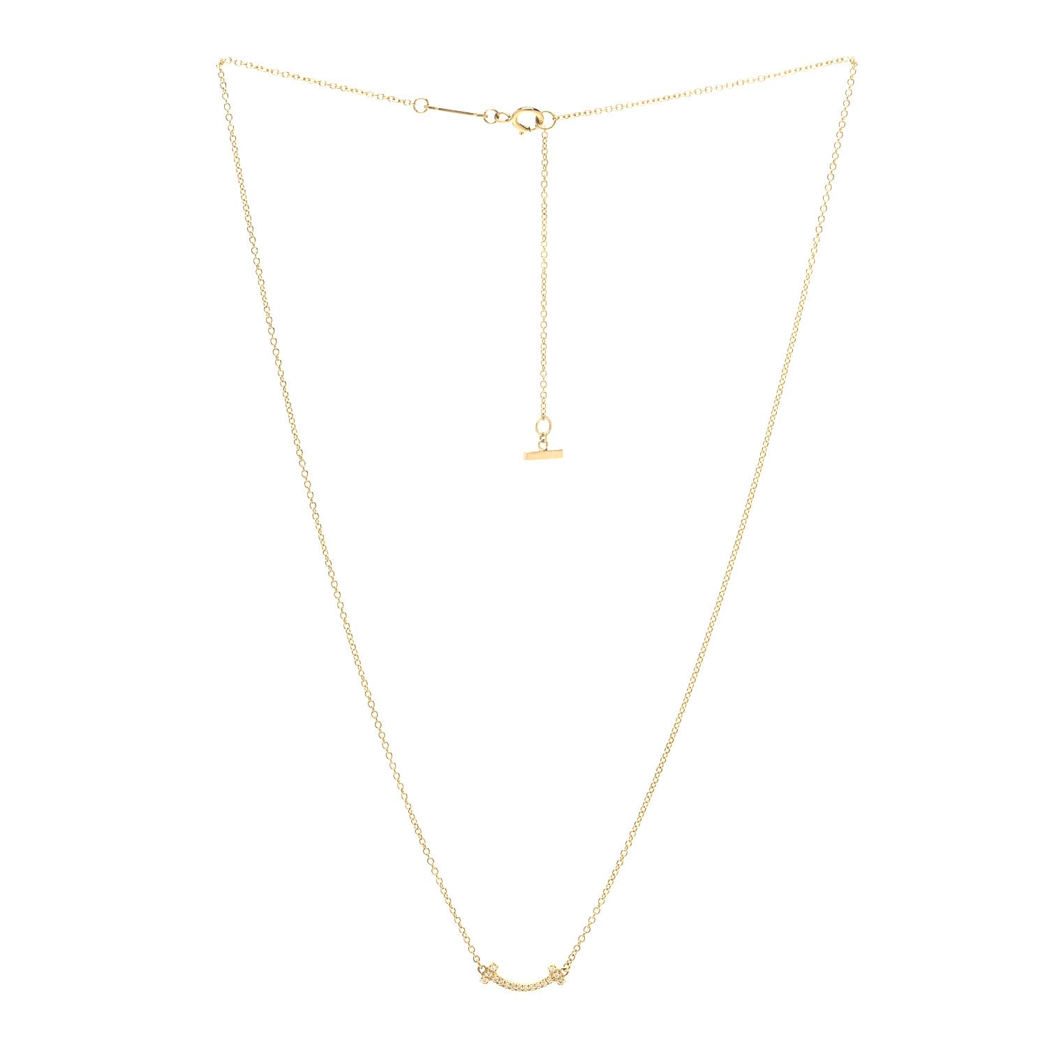 Tiffany 18K Yellow Gold Diamond Mini T Smile Pendant Necklace 2 of 5
