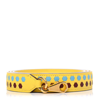 Hermes Epsom 25mm Hexagone Tressage Shoulder Strap Rouge H Jaune de Naples Gold 1 of 3