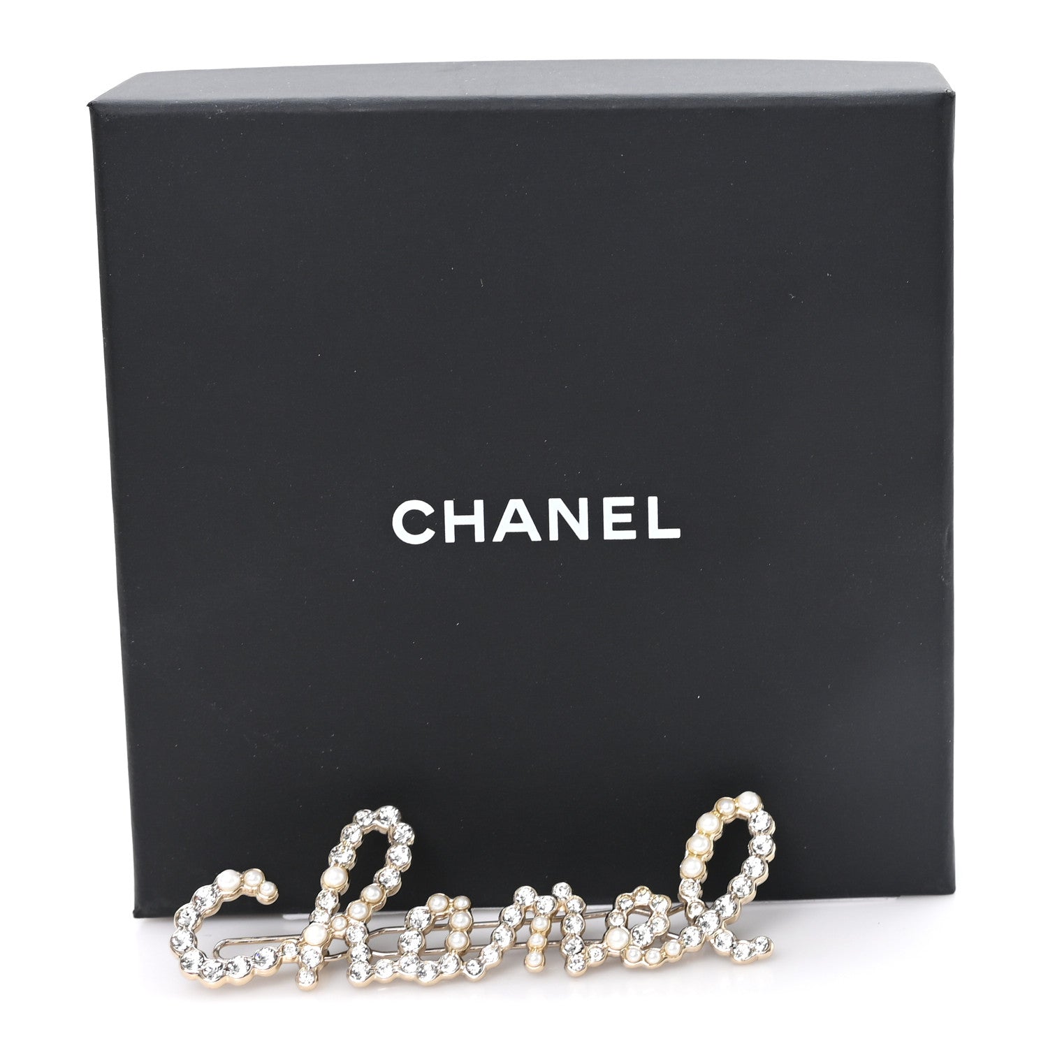 Chanel Metal Glass Swirling Pearls Brooch Pin Gold 4 of 4
