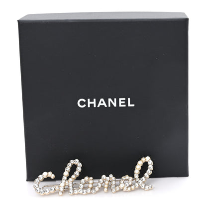 Chanel Metal Glass Swirling Pearls Brooch Pin Gold 4 of 4