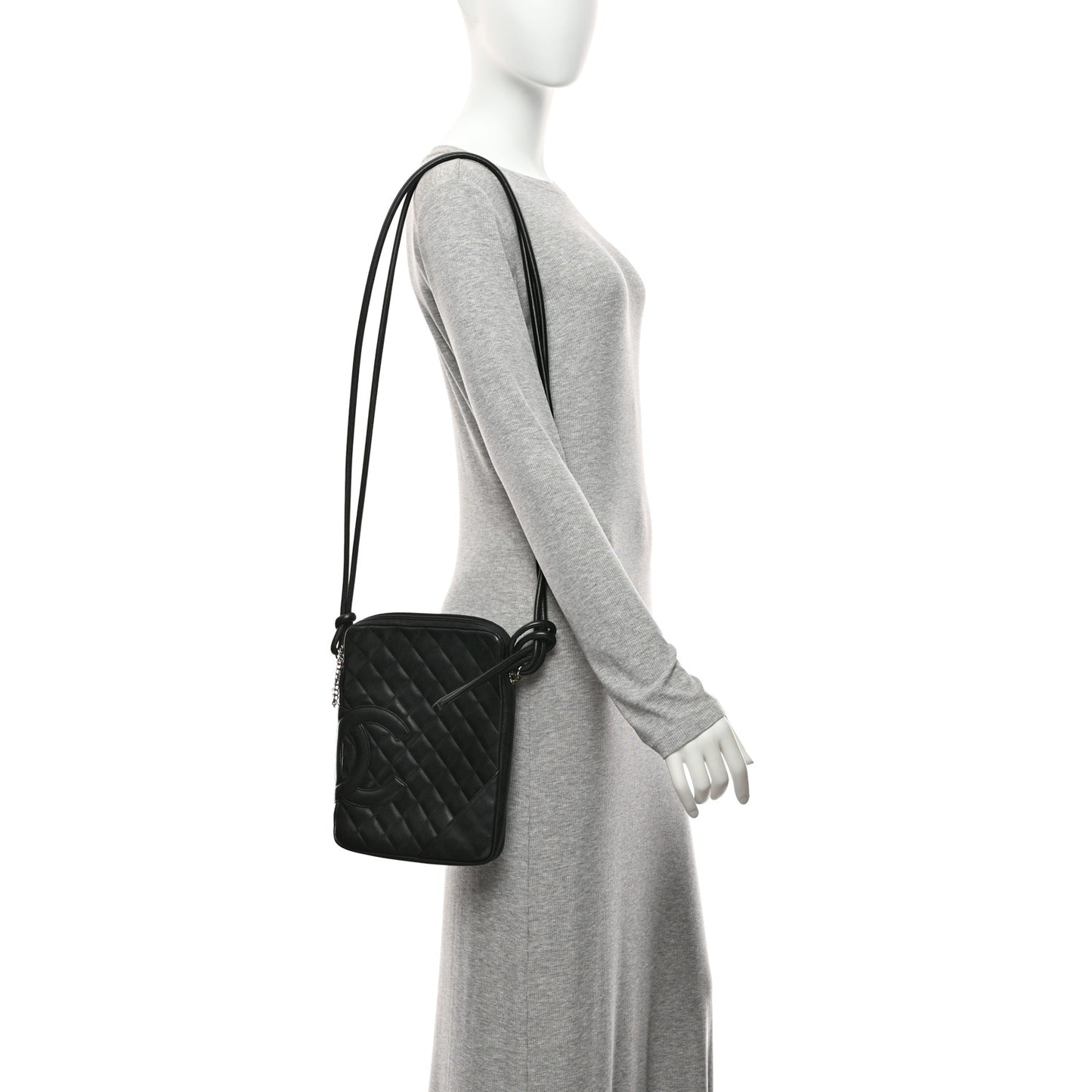 Calfskin Quilted Medium Cambon Messenger Black