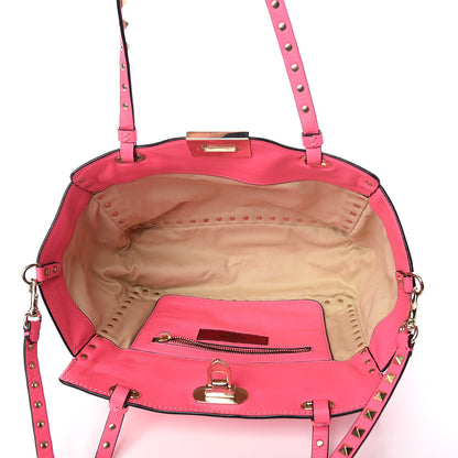Valentino Garavani Vitello Small Rockstud Tote Fuxia Fluo 5 of 10