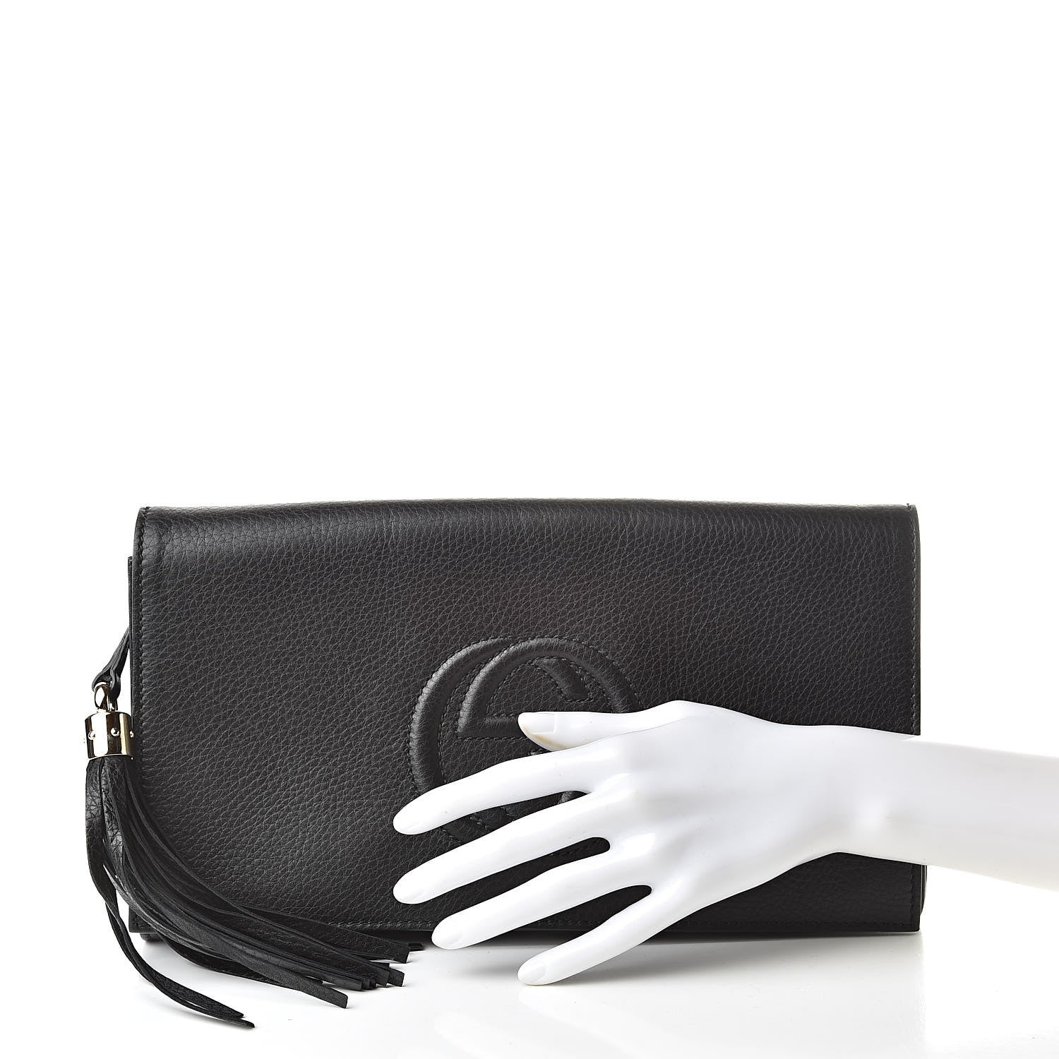 Gucci Pebbled Calfskin Medium Soho Clutch Black 2 of 9