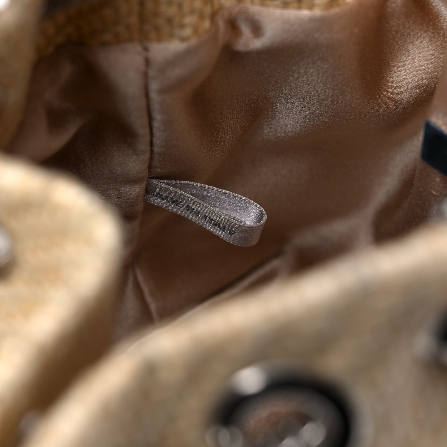 Raffia Bon Bon Bucket Bag Beige