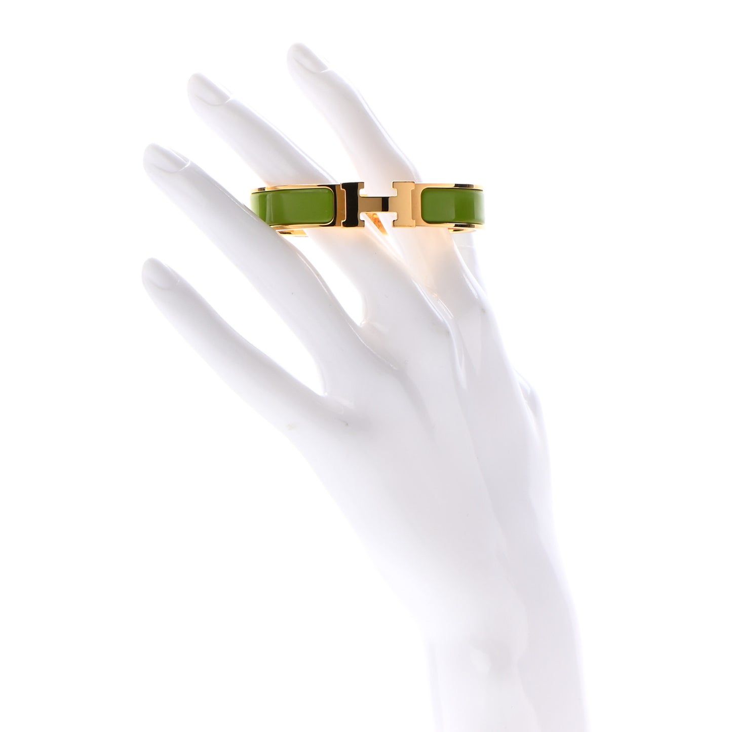 Enamel Narrow Clic Clac H Bracelet PM Vert Prairie