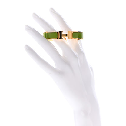Hermes Enamel Narrow Clic Clac H Bracelet PM Vert Prairie 2 of 4
