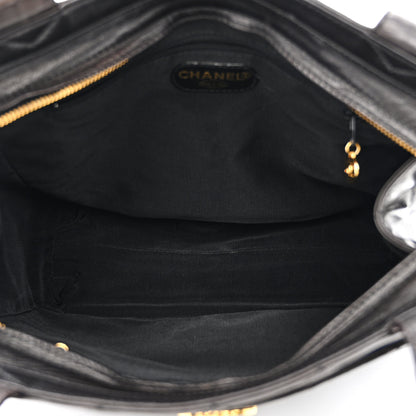 Chanel Lambskin Quilted CC Shopping Tote Black 5 of 10