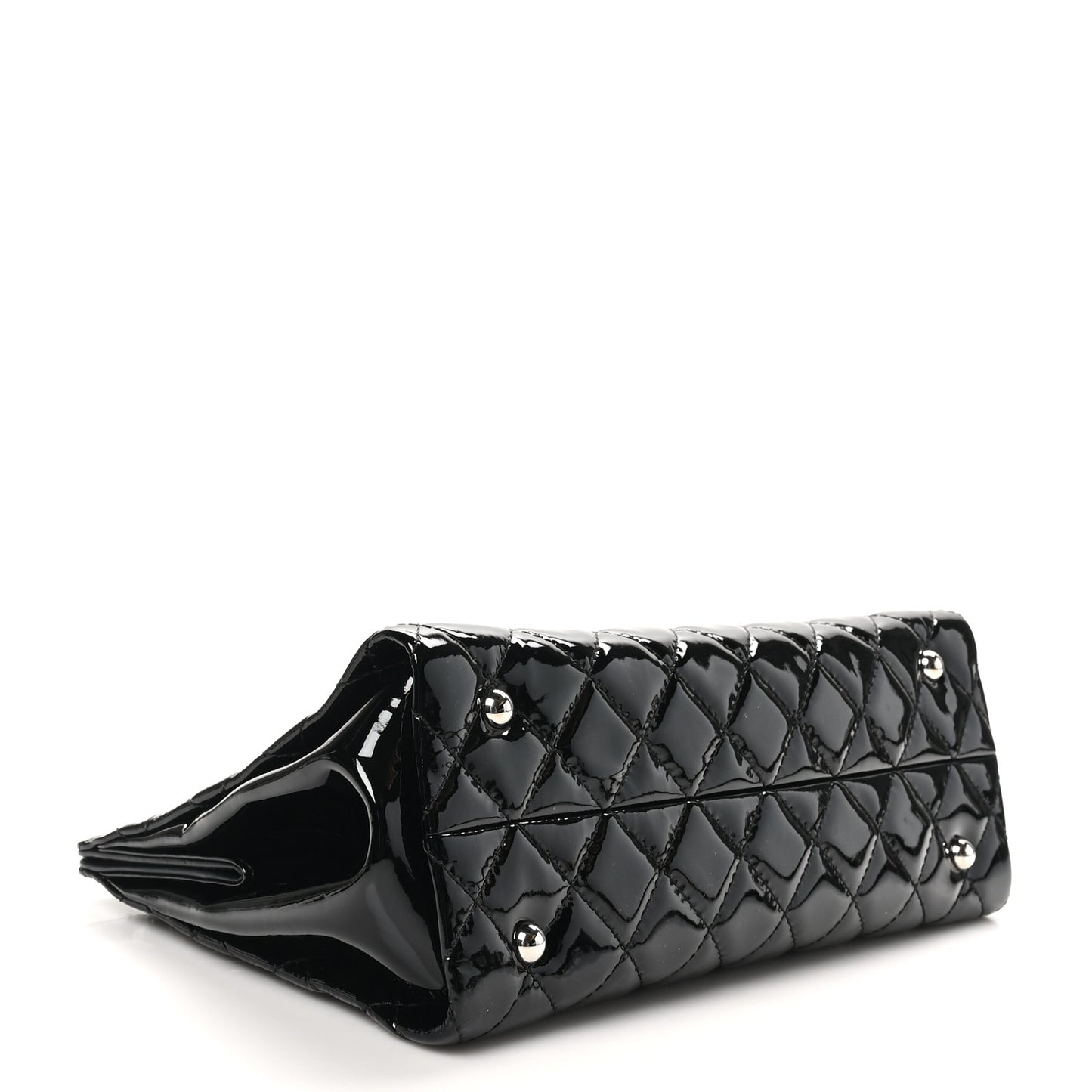 Patent Quilted Timeless CC Shopping Tote Black