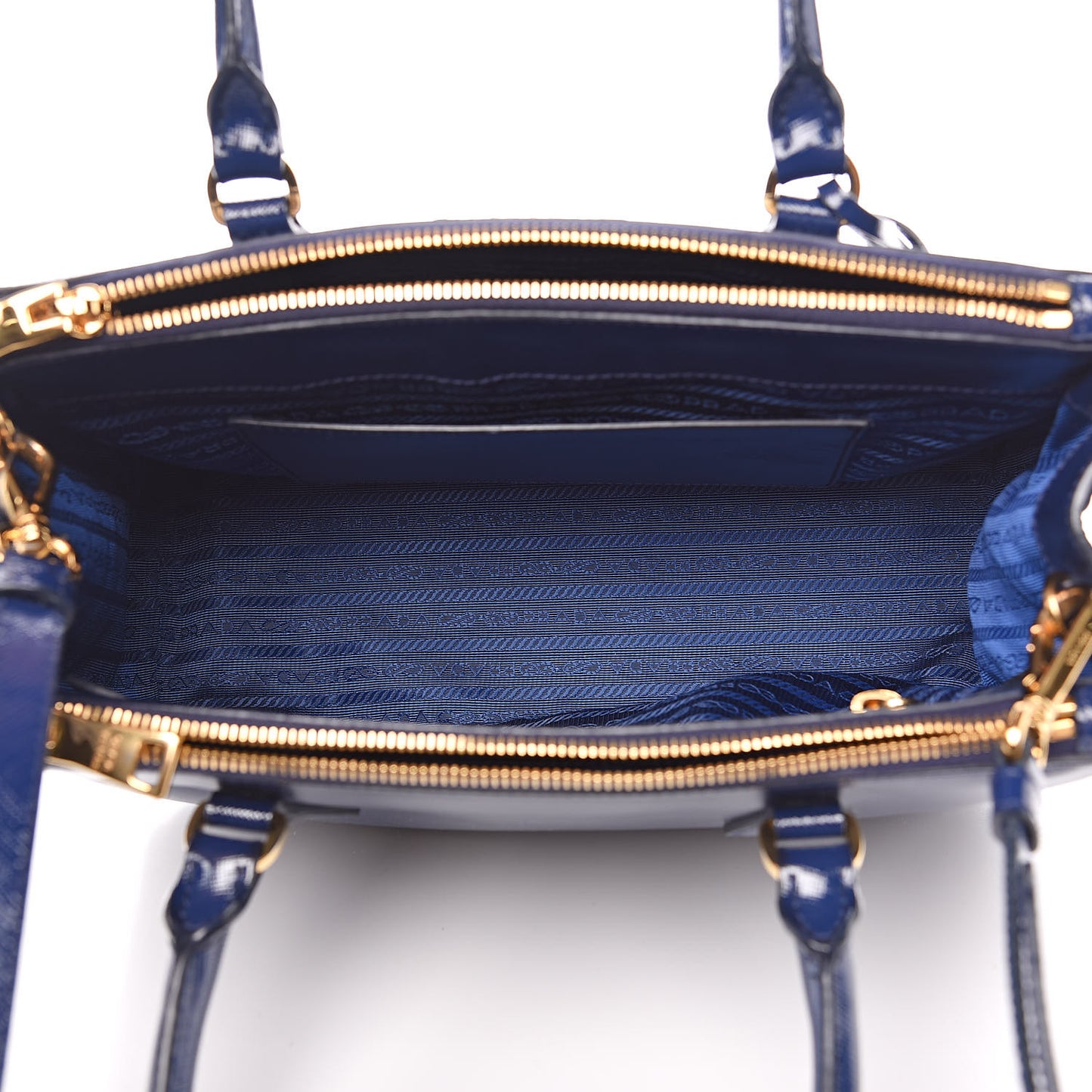 Saffiano Vernice Small Double Zip Galleria Tote Inchiostro
