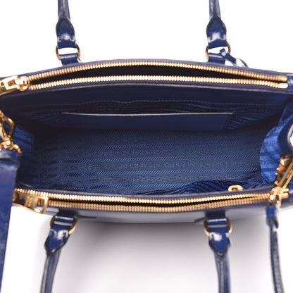 Prada Saffiano Vernice Small Double Zip Galleria Tote Inchiostro 5 of 12