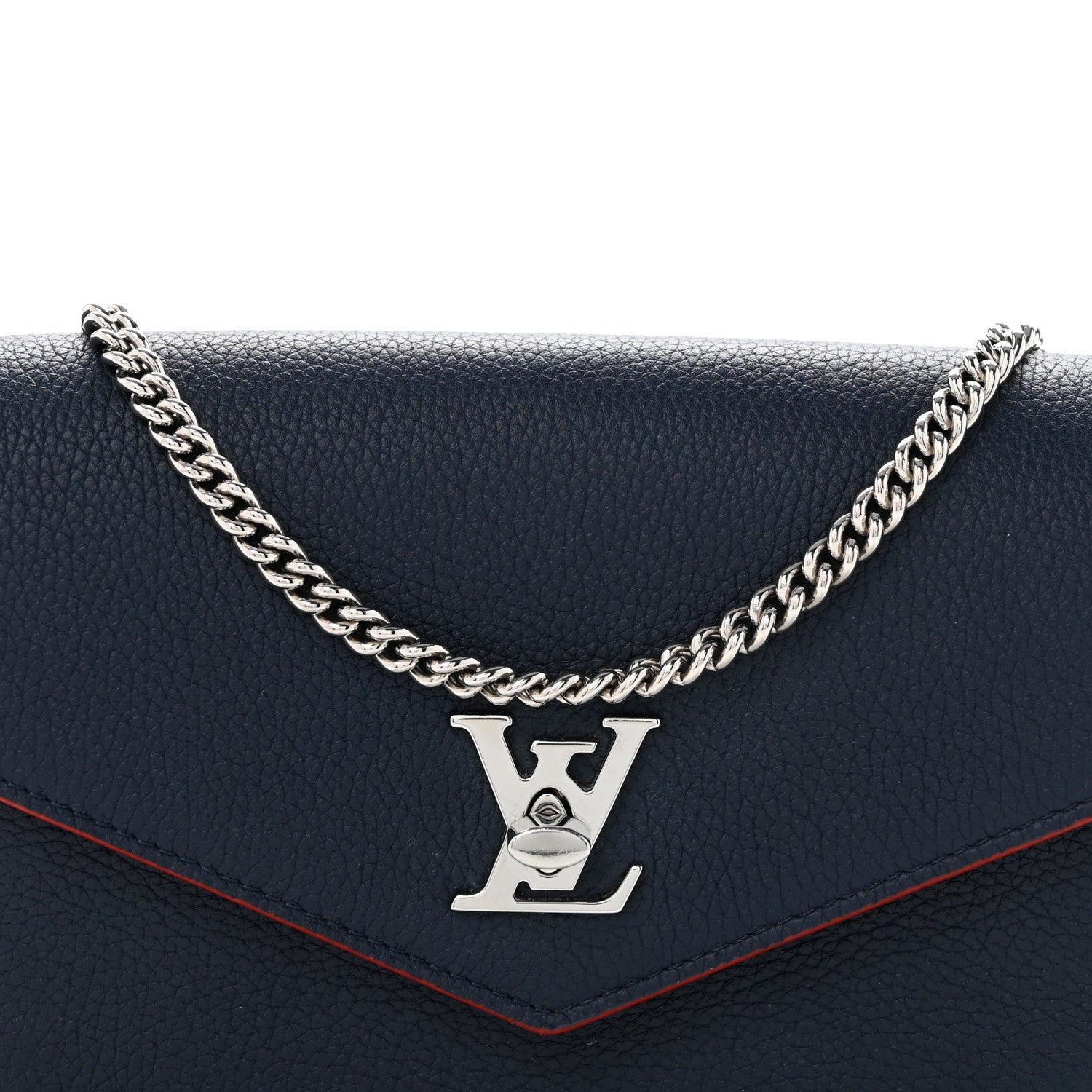 Louis Vuitton Soft Calfskin My Lockme Chain Pochette Marine Rouge 8 of 14