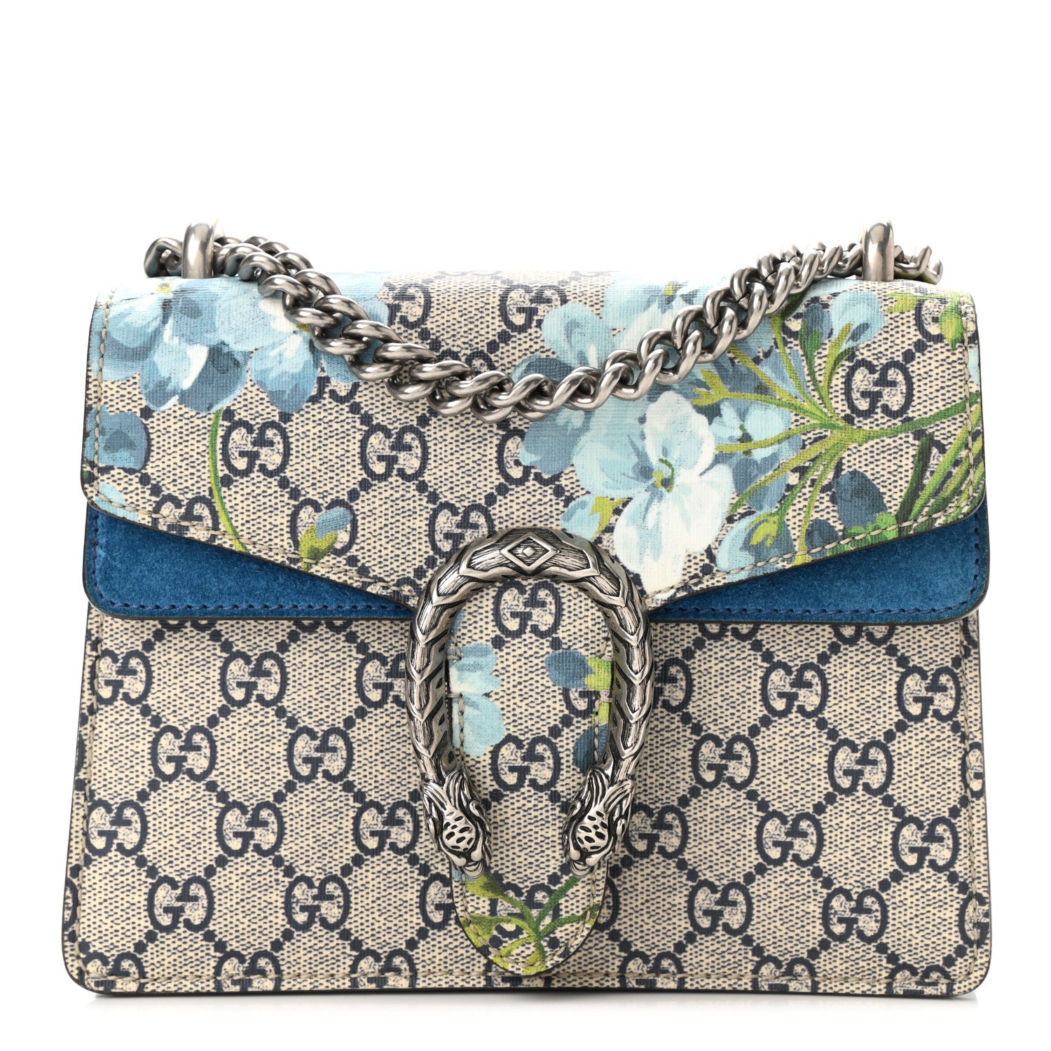 Gucci GG Supreme Monogram Blooms Mini Dionysus Shoulder Bag Beige Navy Vintage Blue 1 of 10