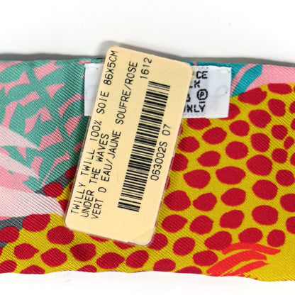 Hermes Silk Under The Waves Twilly Vert D Eau Jaune Soufre Rose 4 of 4