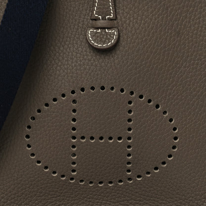 Hermes Taurillon Clemence Amazone Evelyne TPM Etoupe Bleu Indigo 8 of 11