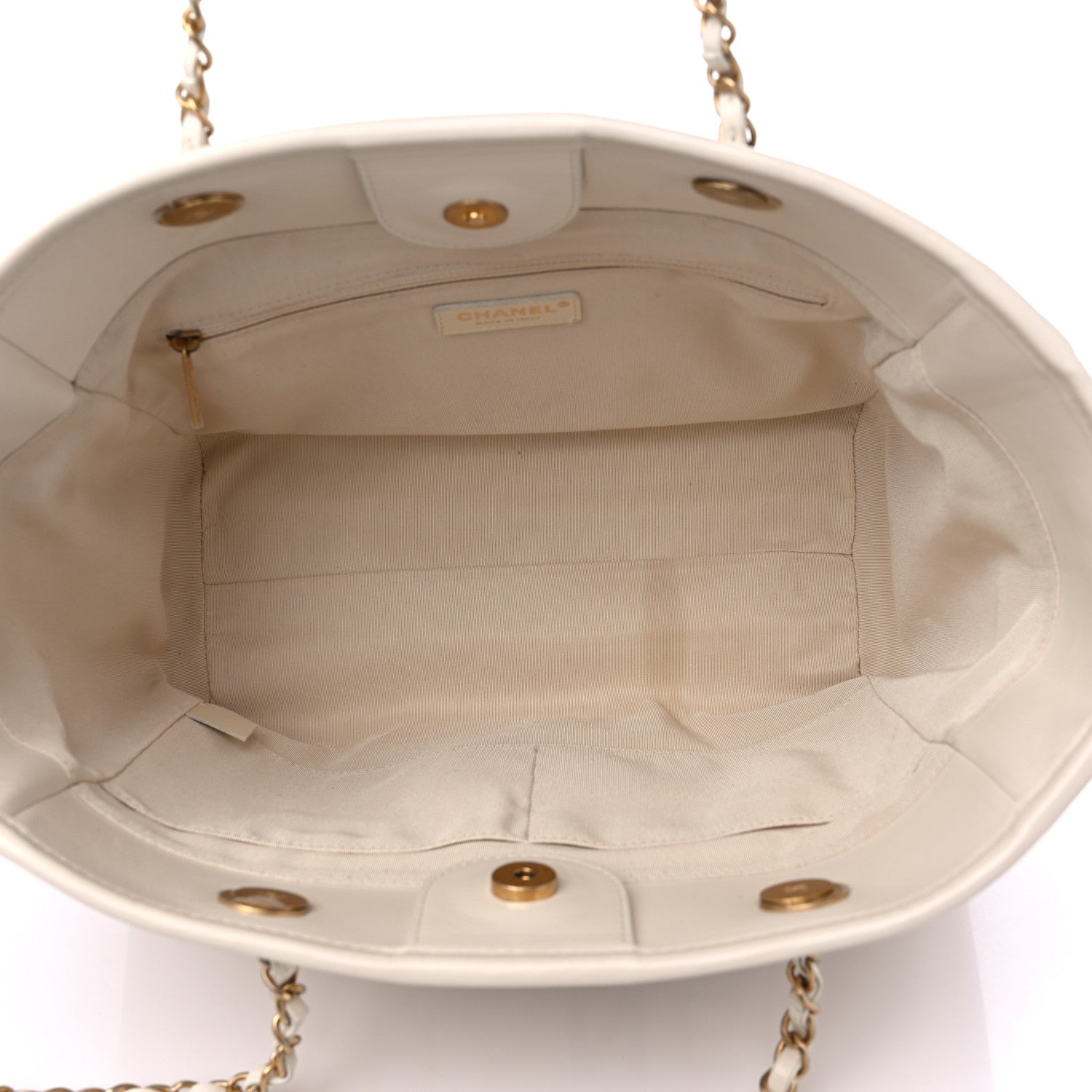 Chanel Aged Calfskin Small Charms Deauville Tote White 5 of 13