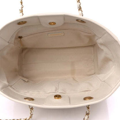 Chanel Aged Calfskin Small Charms Deauville Tote White 5 of 13