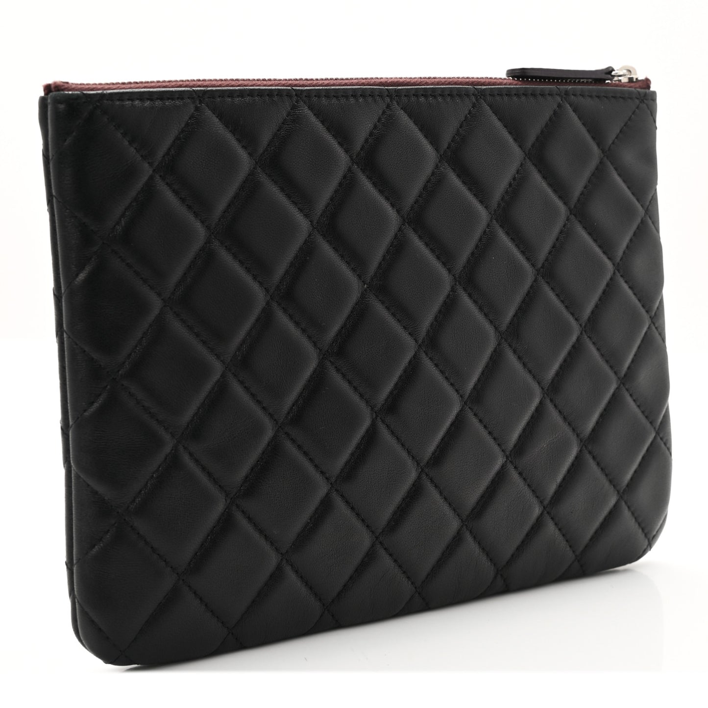 Lambskin Quilted Medium Cosmetic Case Black