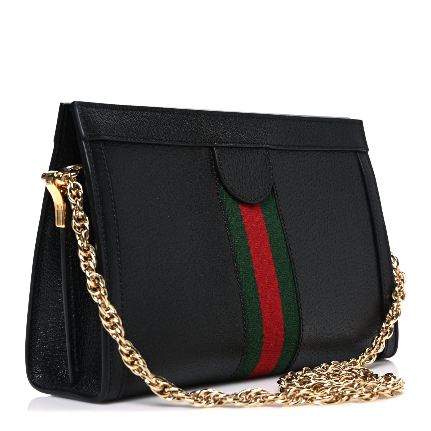 Gucci Calfskin GG Web Small Ophidia Chain Shoulder Bag Black 3 of 10