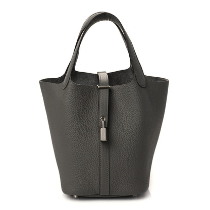 Hermes Taurillon Clemence Picotin Lock 18 PM Gris Meyer 1 of 10