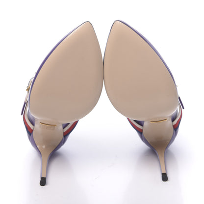 Gucci Malaga Kid Sylvie High Heel Pumps 35.5 Shine Purple 5 of 9