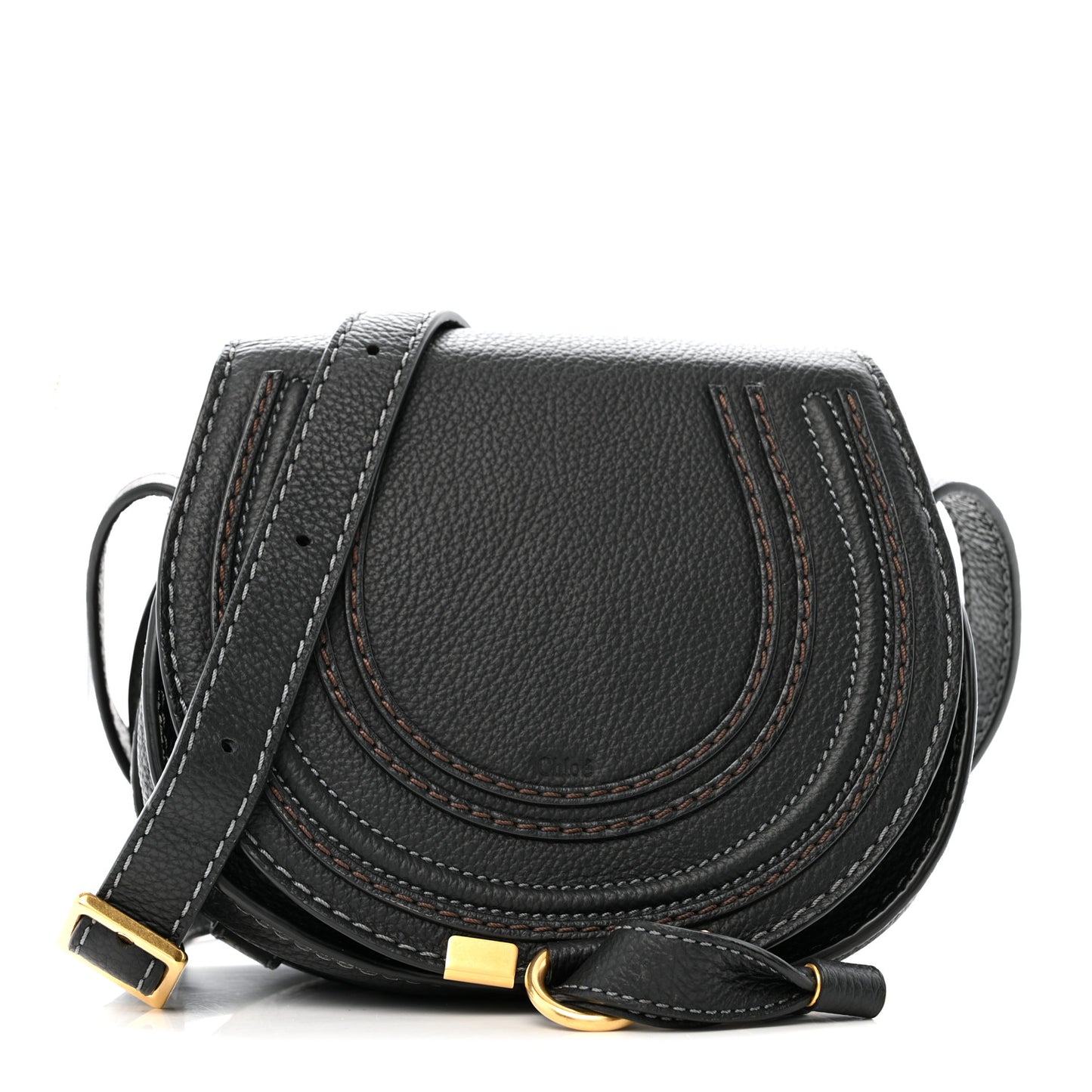 Calfskin Mini Marcie Round Crossbody Bag Black
