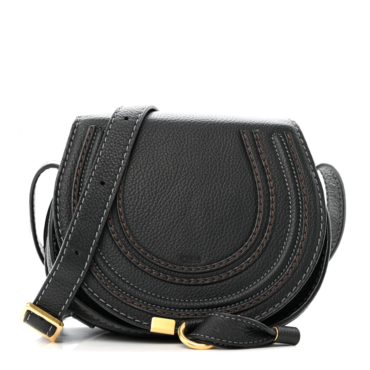 Chloe Calfskin Mini Marcie Round Crossbody Bag Black 1 of 12