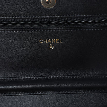Chanel Tweed Quilted Wallet On Chain WOC Black Ecru White 5 of 9