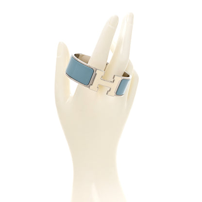 Hermes Enamel Wide Clic Clac H Bracelet PM Blue Jean White 2 of 5
