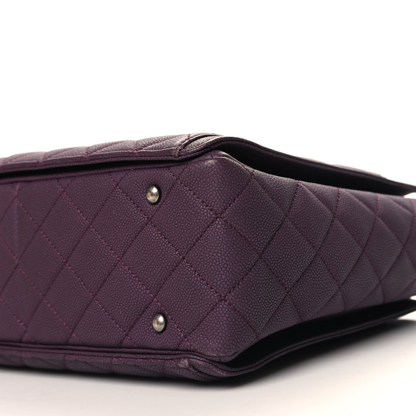 Washed Caviar Quilted Turn Around Ligne Tote Dark Purple
