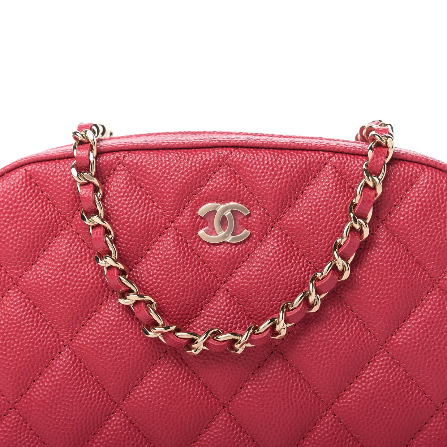 Caviar Quilted Camera Case Dark Pink