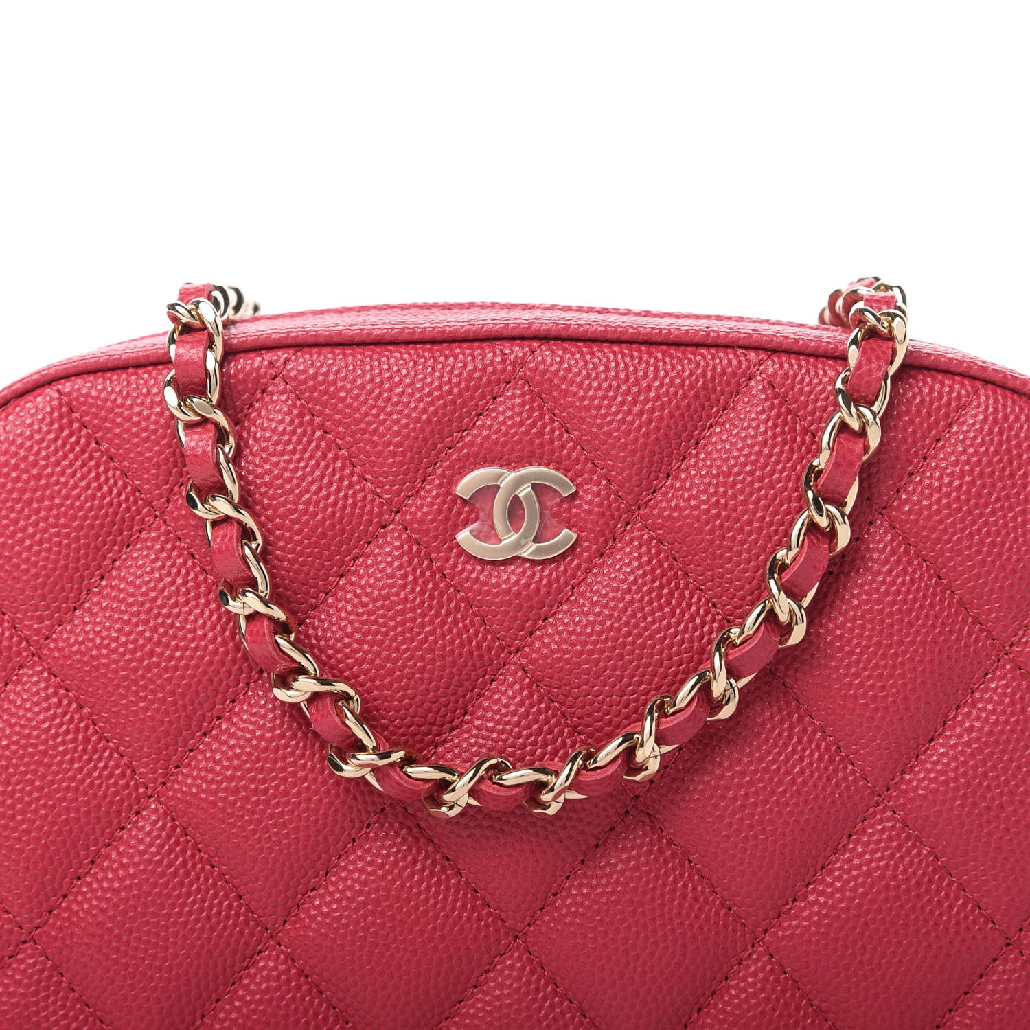 Chanel Caviar Quilted Camera Case Dark Pink 10 of 11