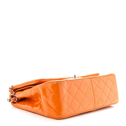 Chanel Patent Quilted Jumbo Double Flap Orange 4 of 16