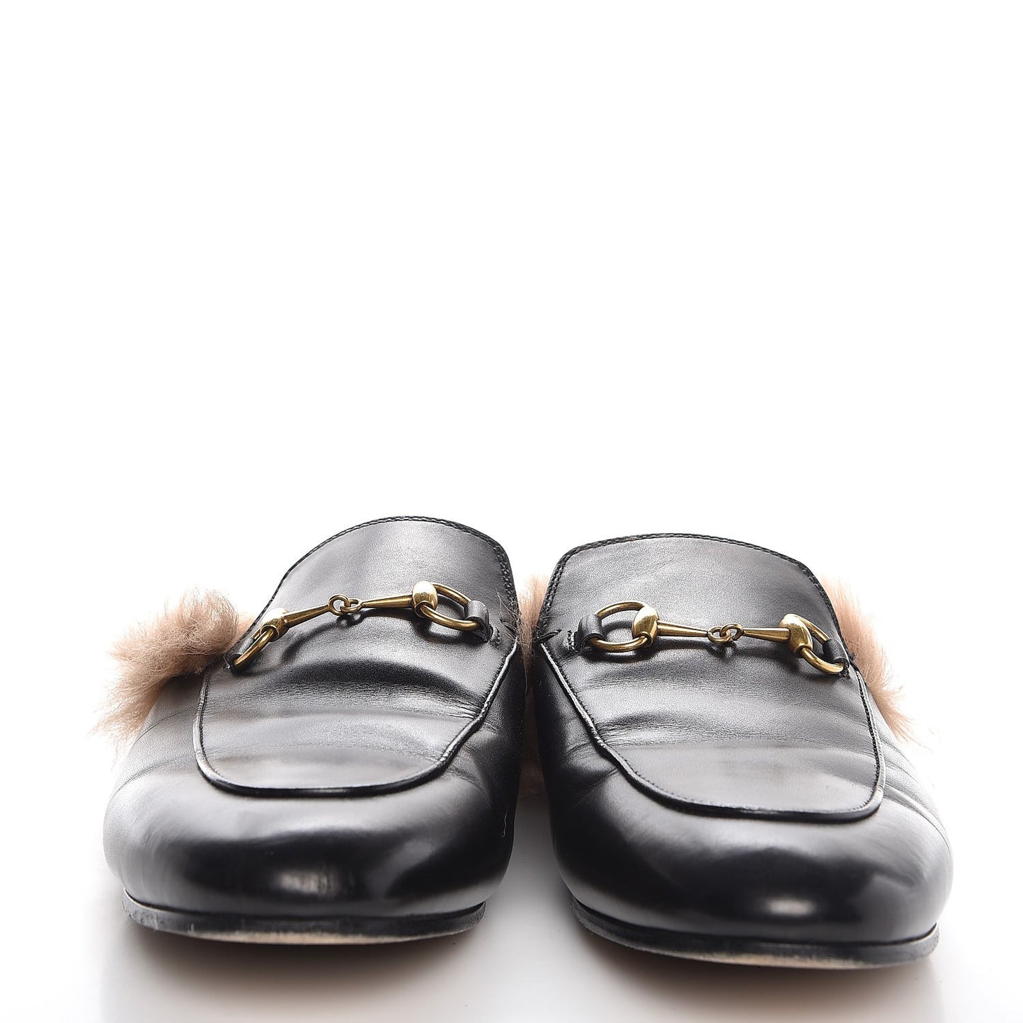 Calfskin Fur Womens Princetown Slippers 40 Black