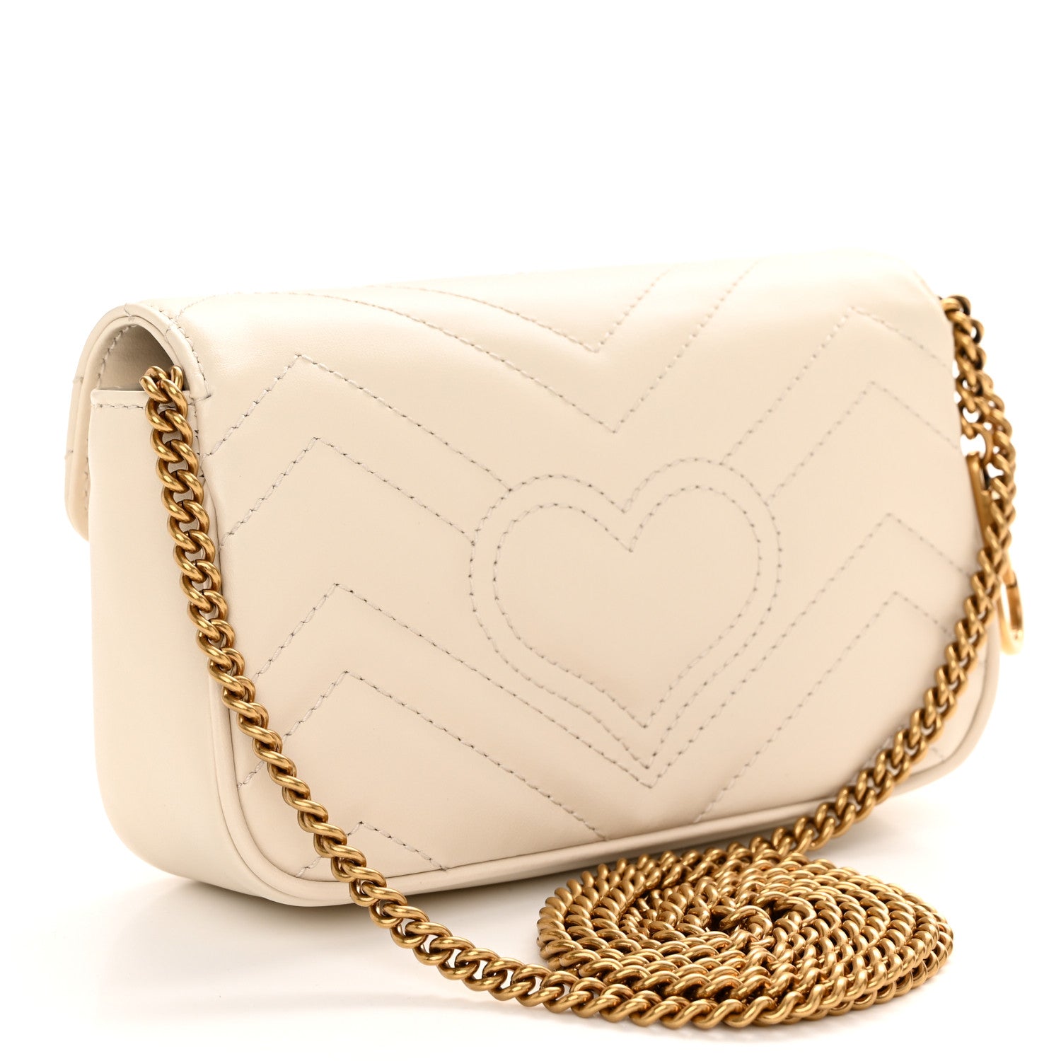 Gucci Calfskin Matelasse Super Mini GG Marmont Shoulder Bag White 3 of 11