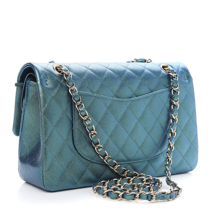Chanel Iridescent Caviar Quilted Medium Double Flap Green 3 of 9