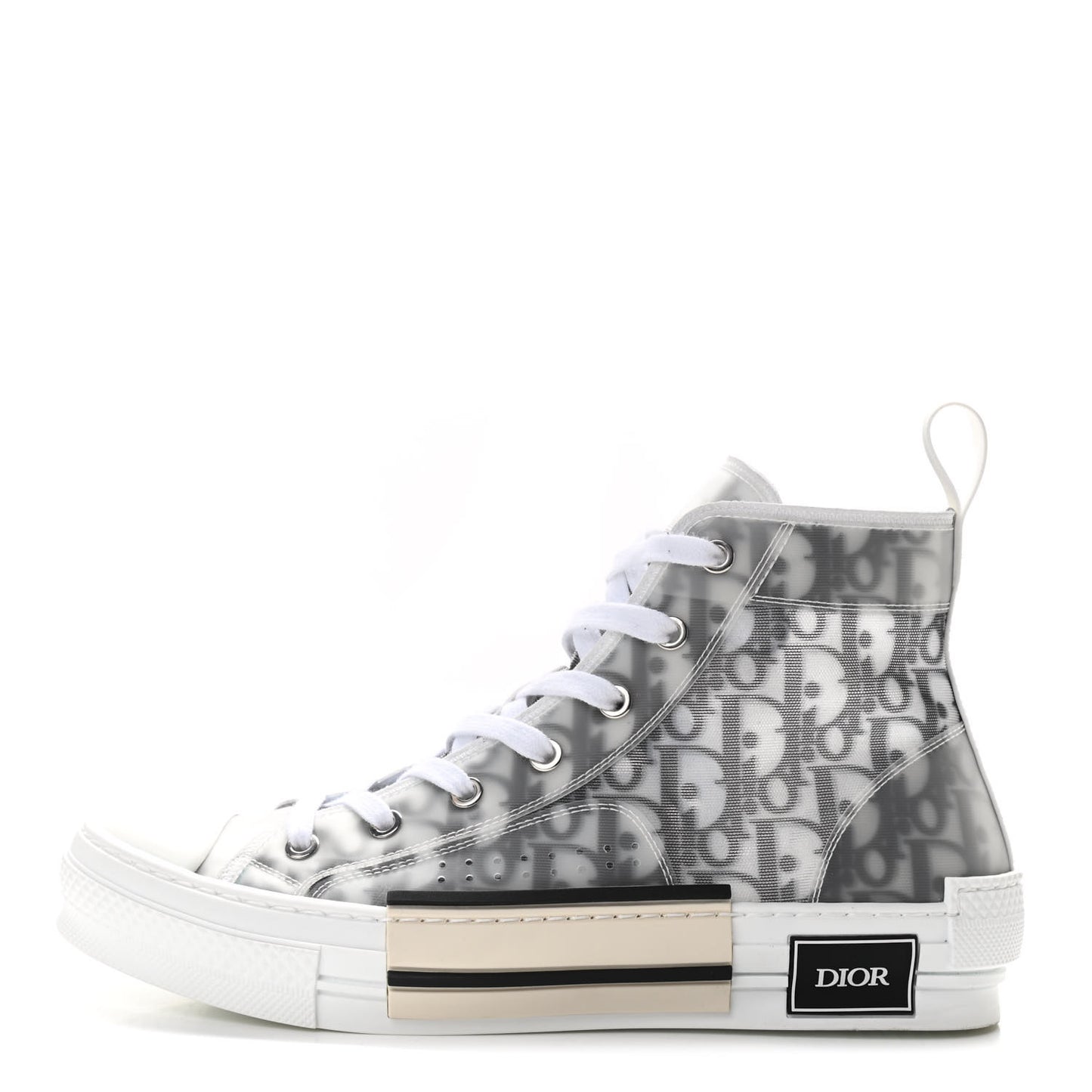 Technical Canvas Oblique Mens B23 High Top Sneakers 41 White Black