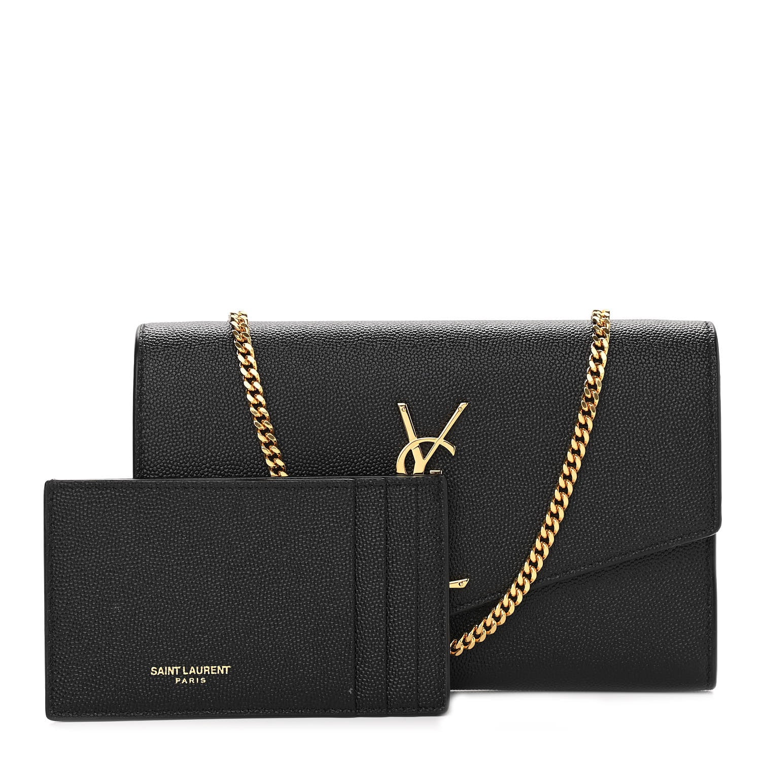 Saint Laurent Grain De Poudre Uptown Chain Wallet Black 1 of 13