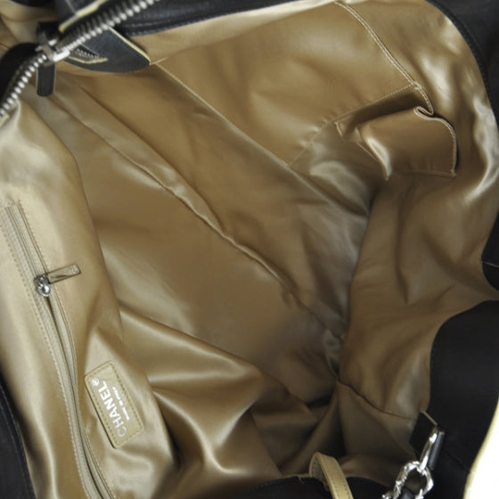 Lambskin Edgy Large Zip Top Tote Black