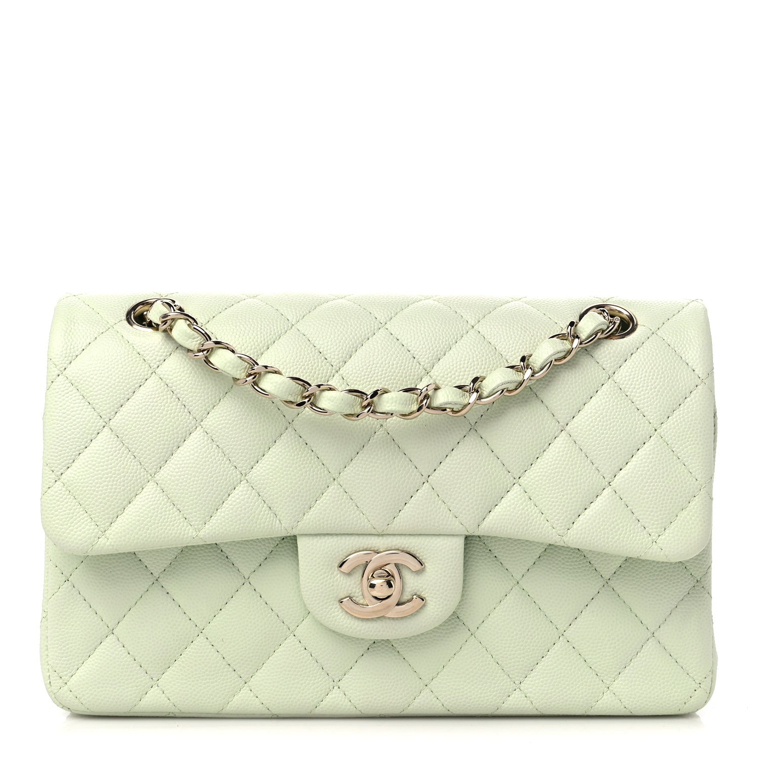 Chanel Caviar Quilted Small Double Flap Light Green 1 of 9