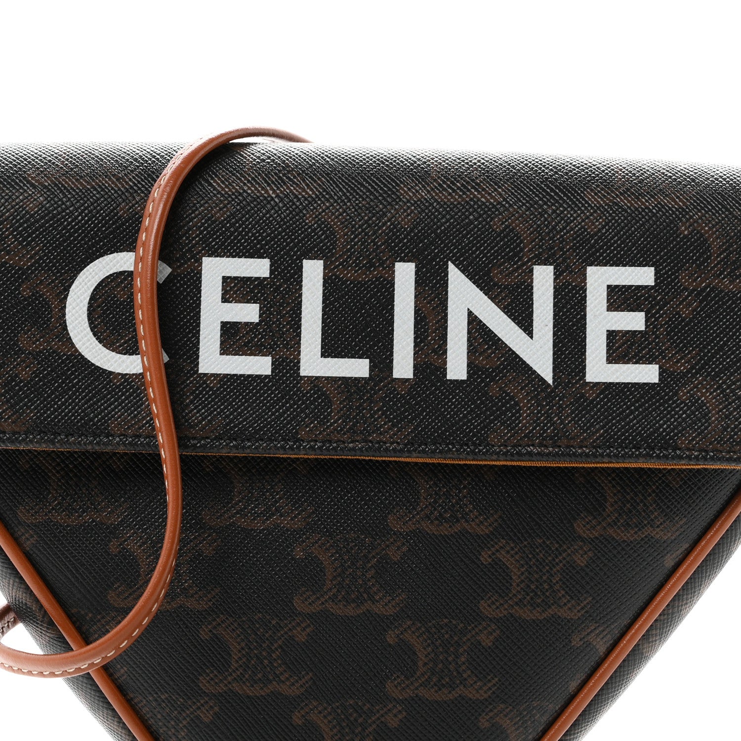 Celine Triomphe Canvas Triangle Crossbody Bag Tan 7 of 9