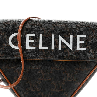 Celine Triomphe Canvas Triangle Crossbody Bag Tan 7 of 9