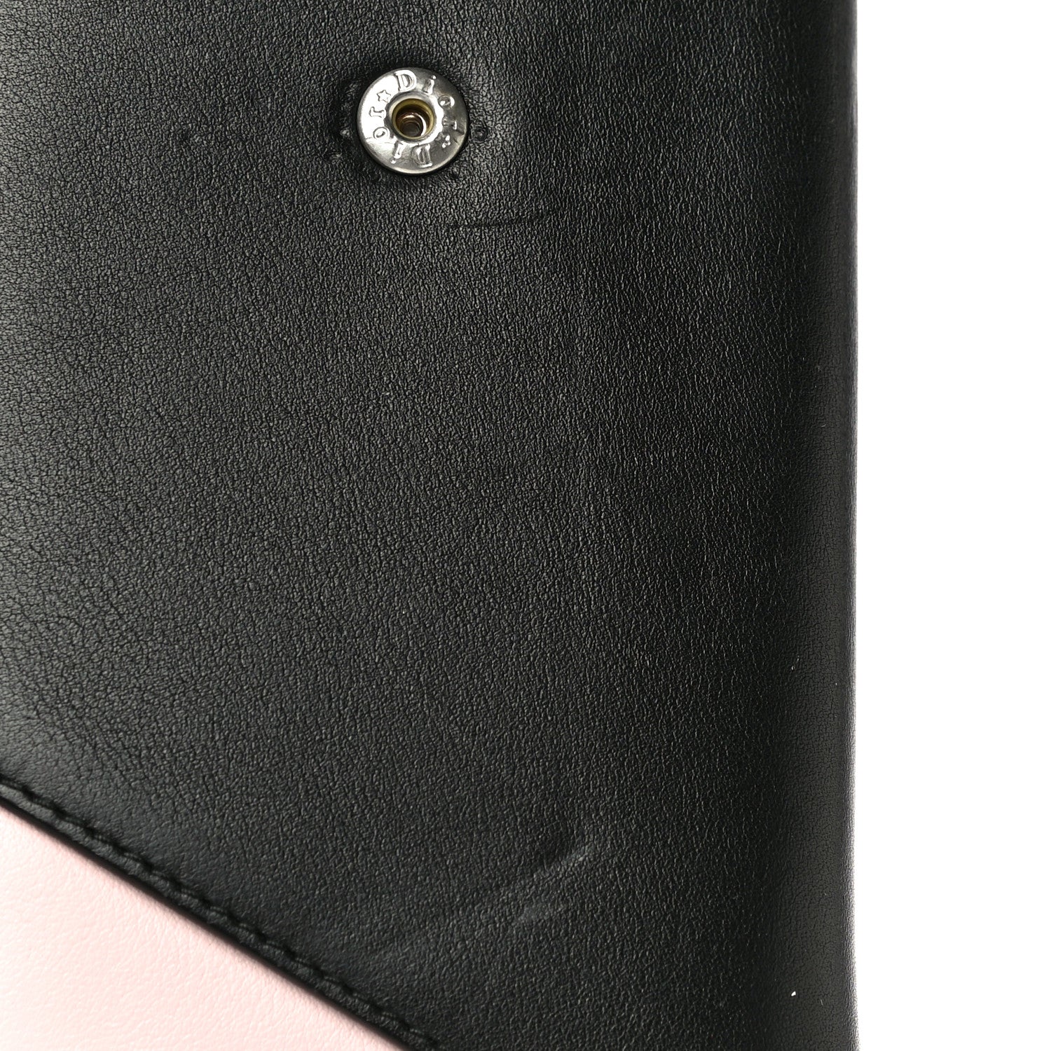 Christian Dior Calfskin Bi-Color Envelope Chain Wallet Pink Black 15 of 15