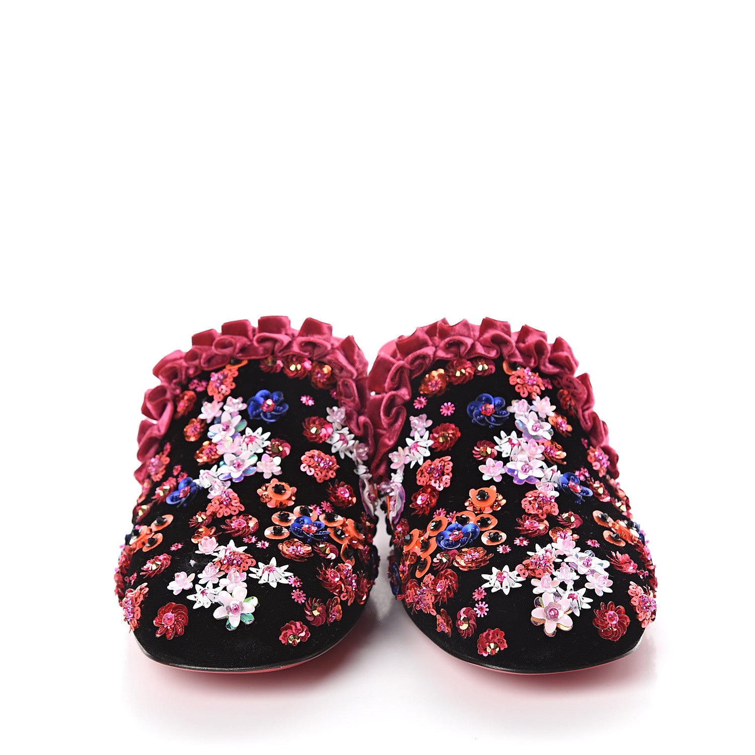 Christian Louboutin Velvet Glitter Babouchkaflor 35 Mule 38 Pink 2 of 7