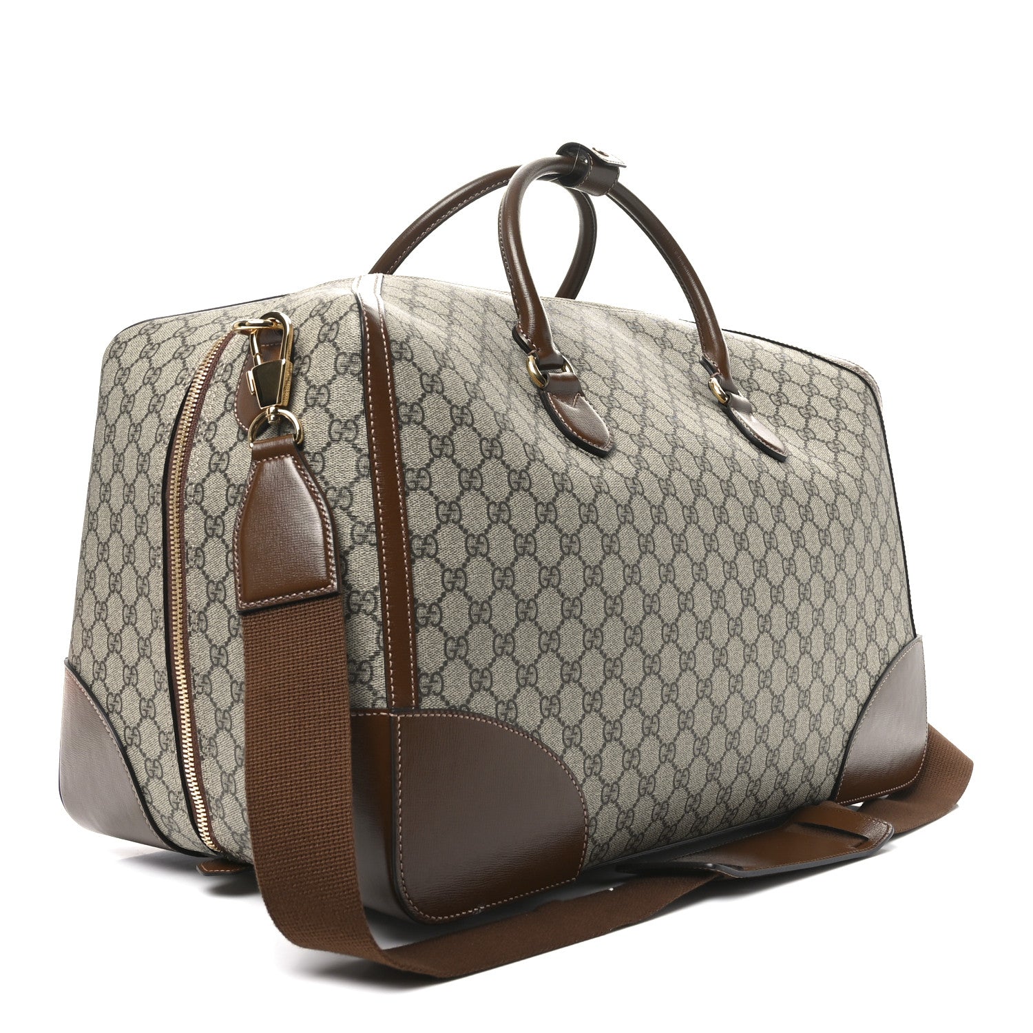 Gucci GG Supreme Monogram Azalea Calfskin Retro Interlocking G Large Duffle Bag Beige Ebony Brown Sugar 2 of 8