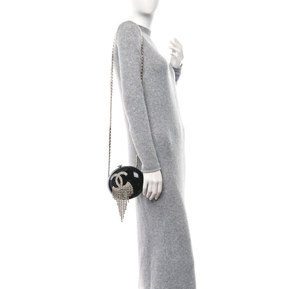 Chanel Resin Crystal Chain Fringe CC Oval Minaudière Black 2 of 11