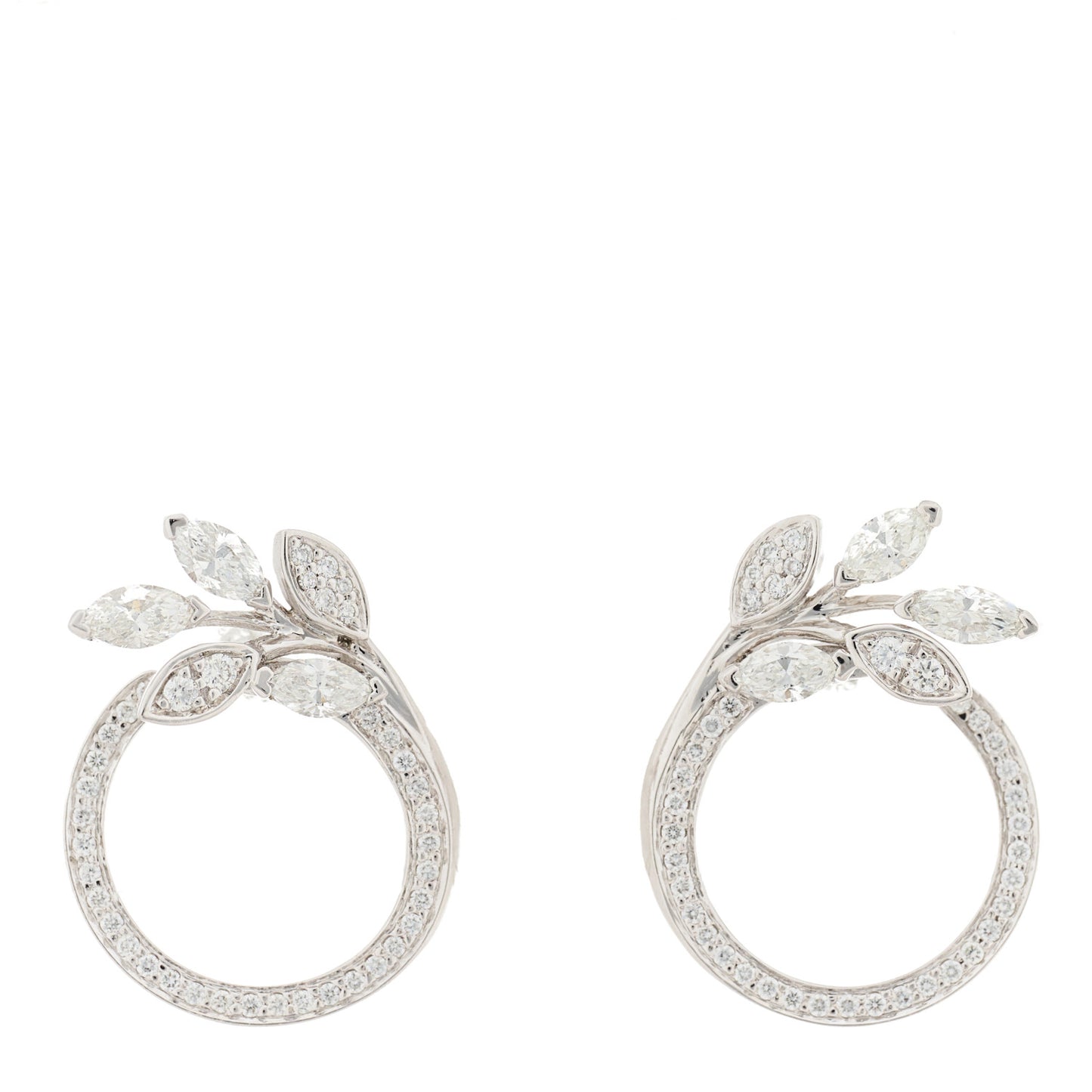 Platinum Diamond Victoria Vine Circle Earrings