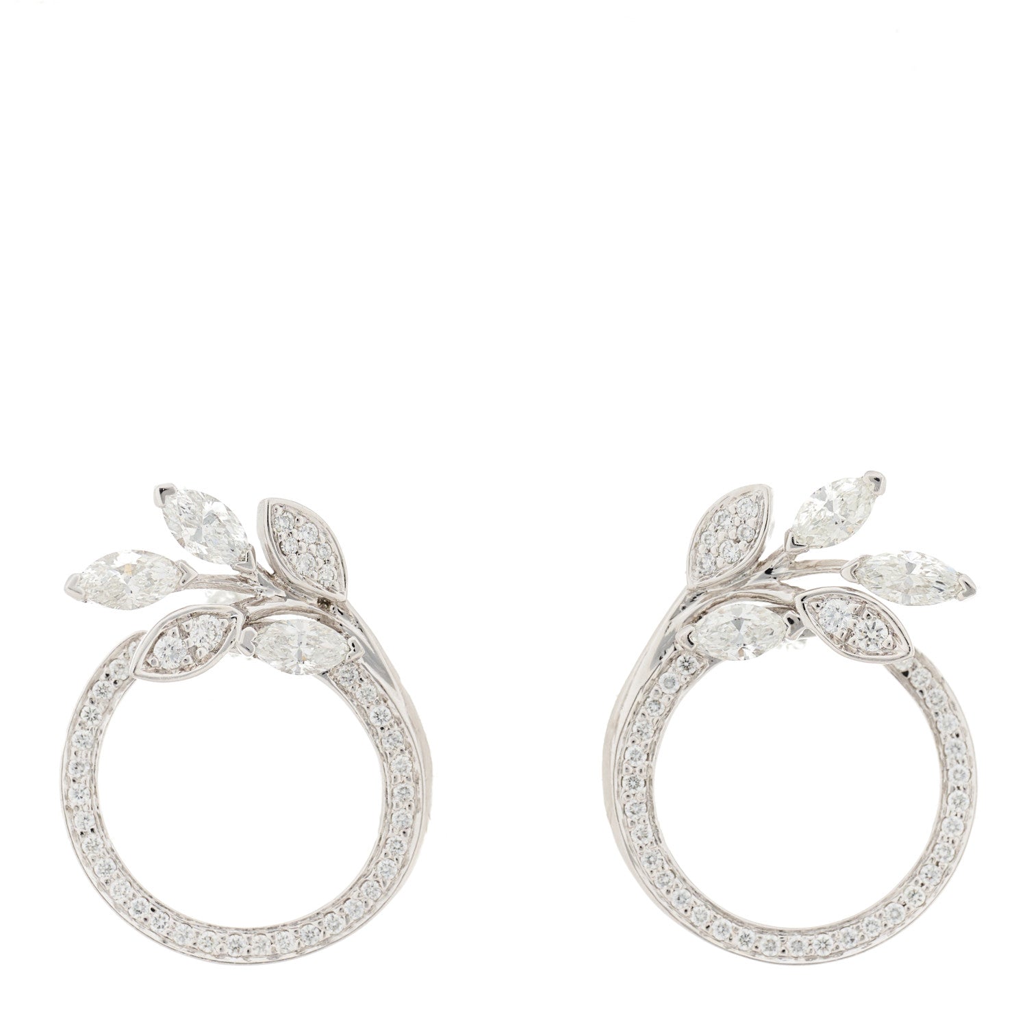 Tiffany Platinum Diamond Victoria Vine Circle Earrings 1 of 4