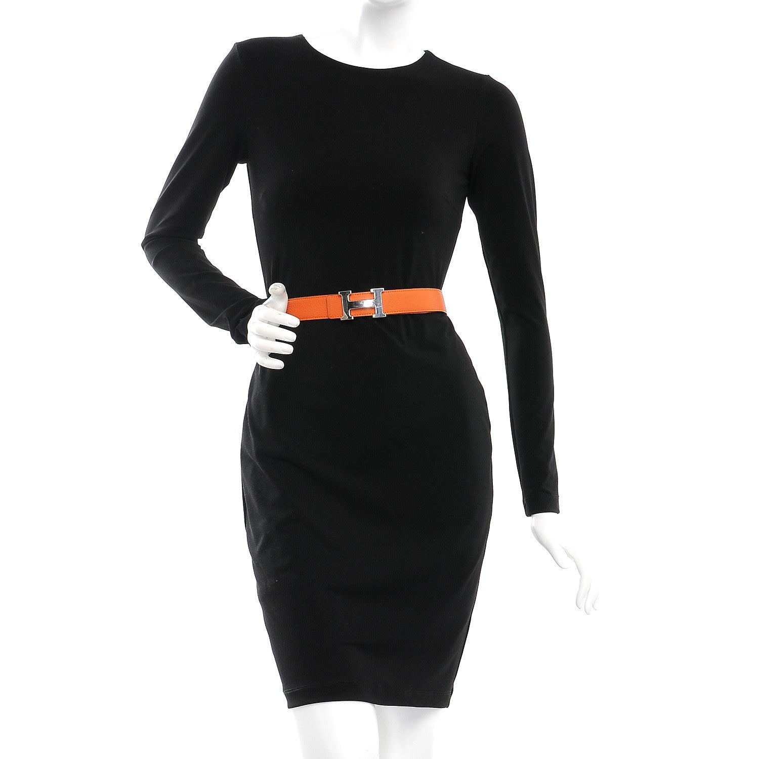 Hermes Box Togo 32mm H Belt 85 Black Orange 2 of 8