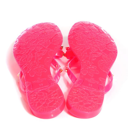 Valentino Garavani PVC Jelly Rockstud Bow Thong Sandals 39 Fuxia Fluo 5 of 6